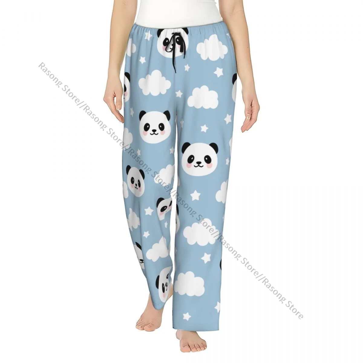 Women Long Pajama Pants Cute Panda With Clouds For Kids Sleepwear Trousers Home Lounge Pants for Sleeping Daily Indoor Wear