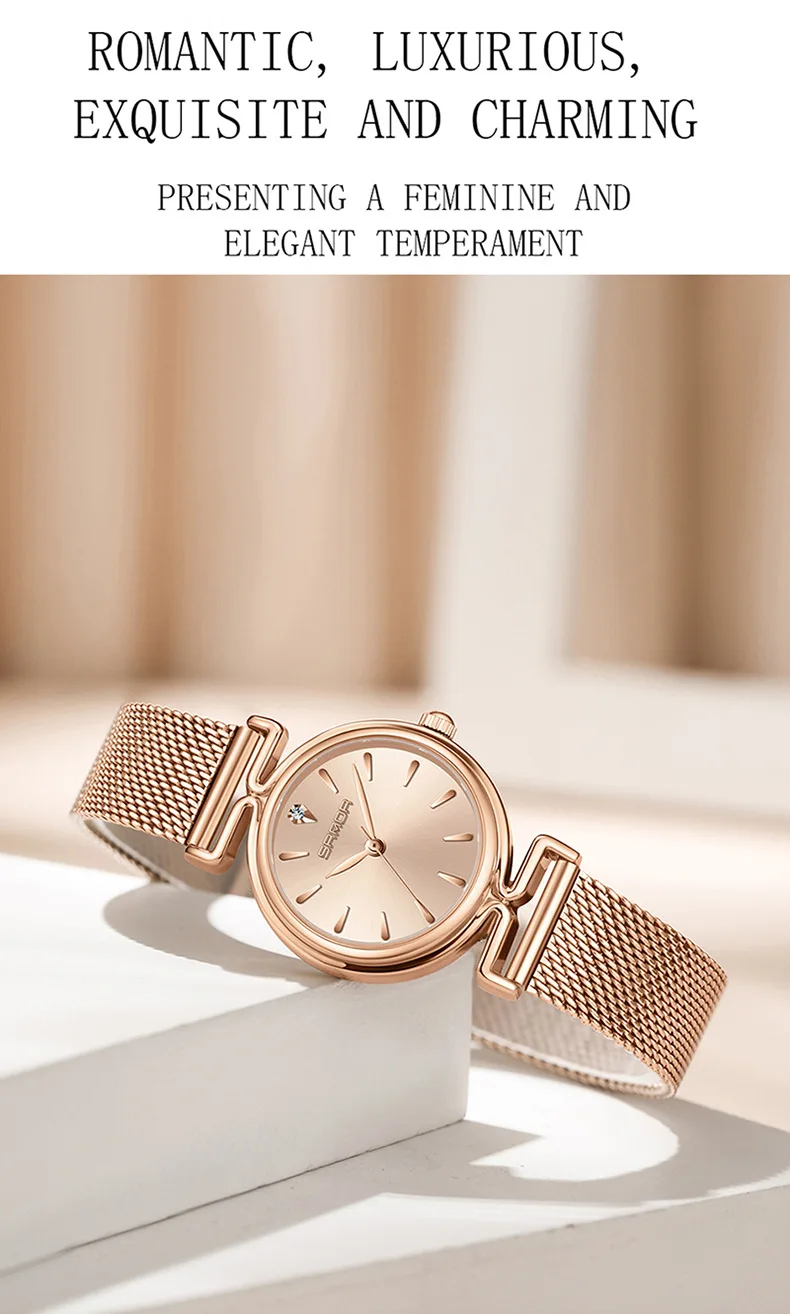 Sanda 1124 여성용 우아한 라운드 다이얼 핸드 시계 시리즈, 방수 쿼츠 무브먼트, 비즈니스 여성 아날로그 손목 시계, 신상