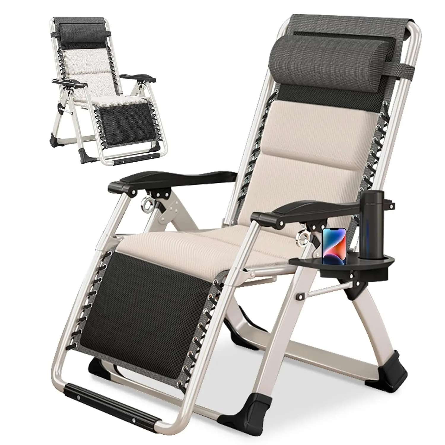 

Padded Zero Gravity Chair Folding Adjustable Reclining Lounge Patio with Cup Holder Outdoor Camping Balcony Beach Yard, Custom