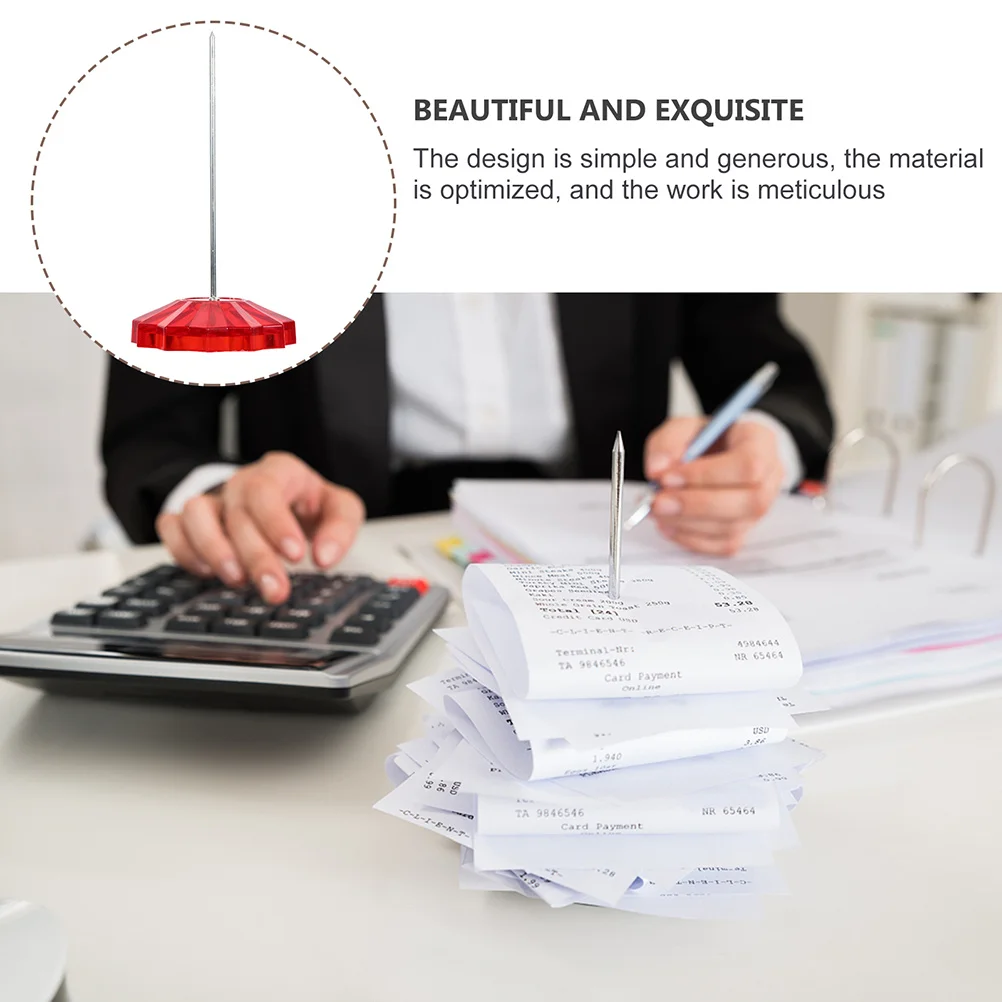 2 قطعة حامل ورق قضيب مستقيم من البلاستيك لمنظم استلام المكتب بيل شوكة تخزين مكتب سبايك المغزل