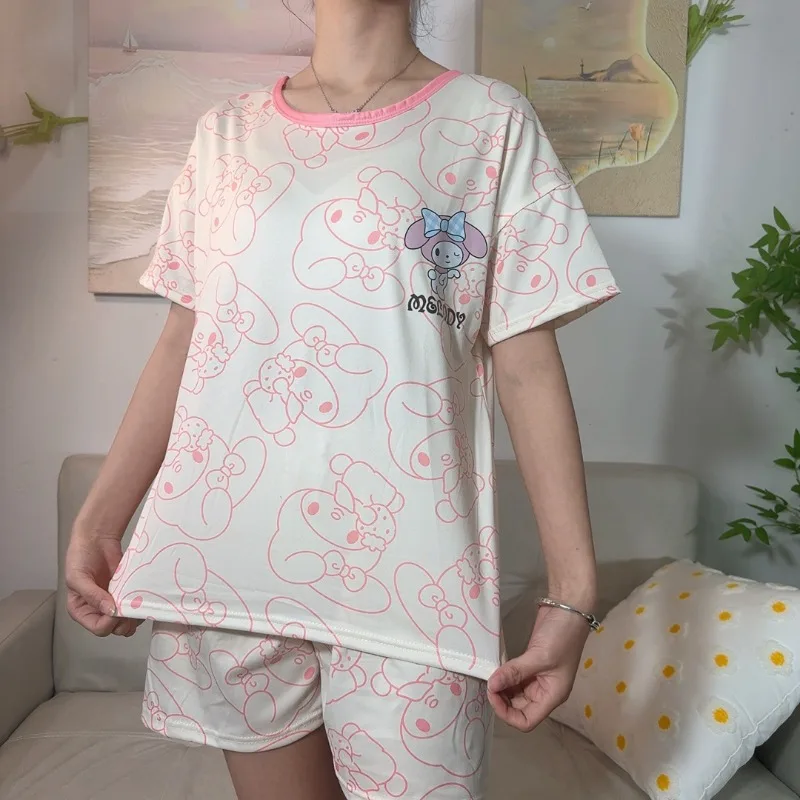 Sanrio pajamas summer pink Melody short-sleeved pajamas cartoon sweet Korean version ins loungewear can be worn outside