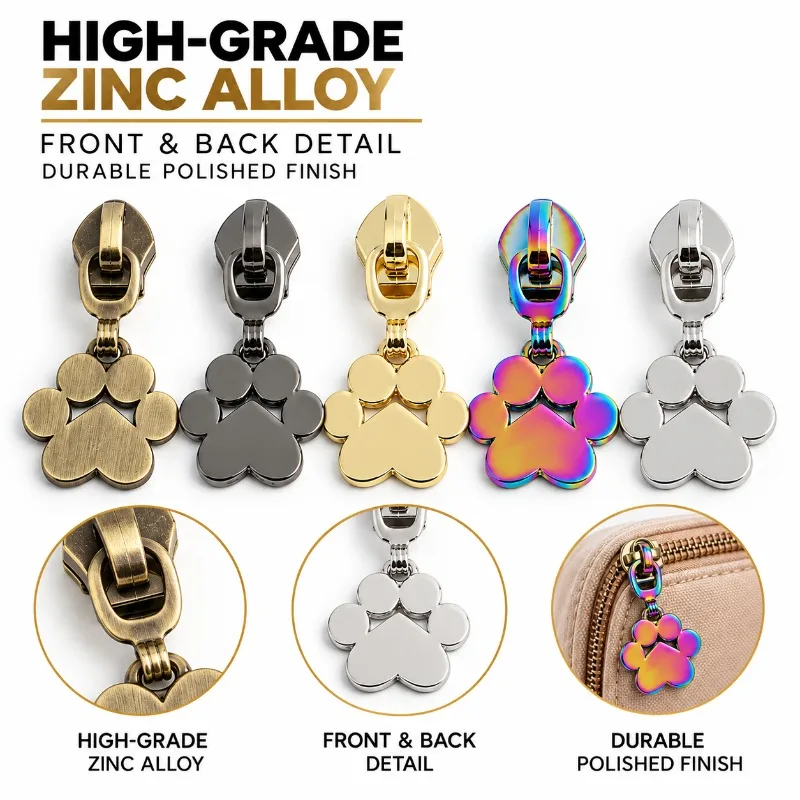 5/10/15/20PCS Cute Cat Paw Heart Zipper Pull Detachable Zipper Tab For Jacket Hoodie Backpack Handbag DIY Hardware Accessories