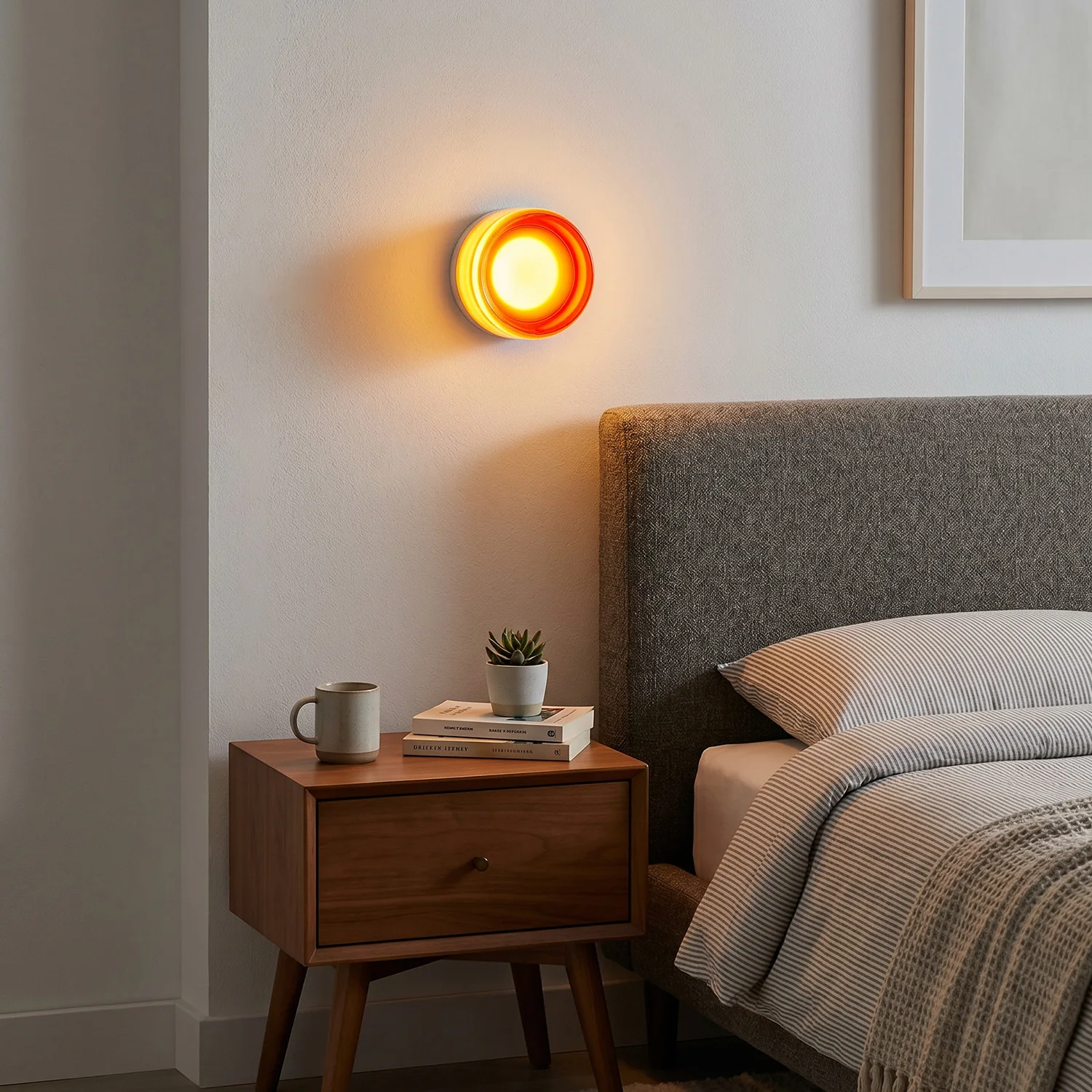 ARLGSITE 5.1 Inch Orange‑Red Bathroom Wall Light Minimalist Thick Glass Shade Home Decor Wall Lamp