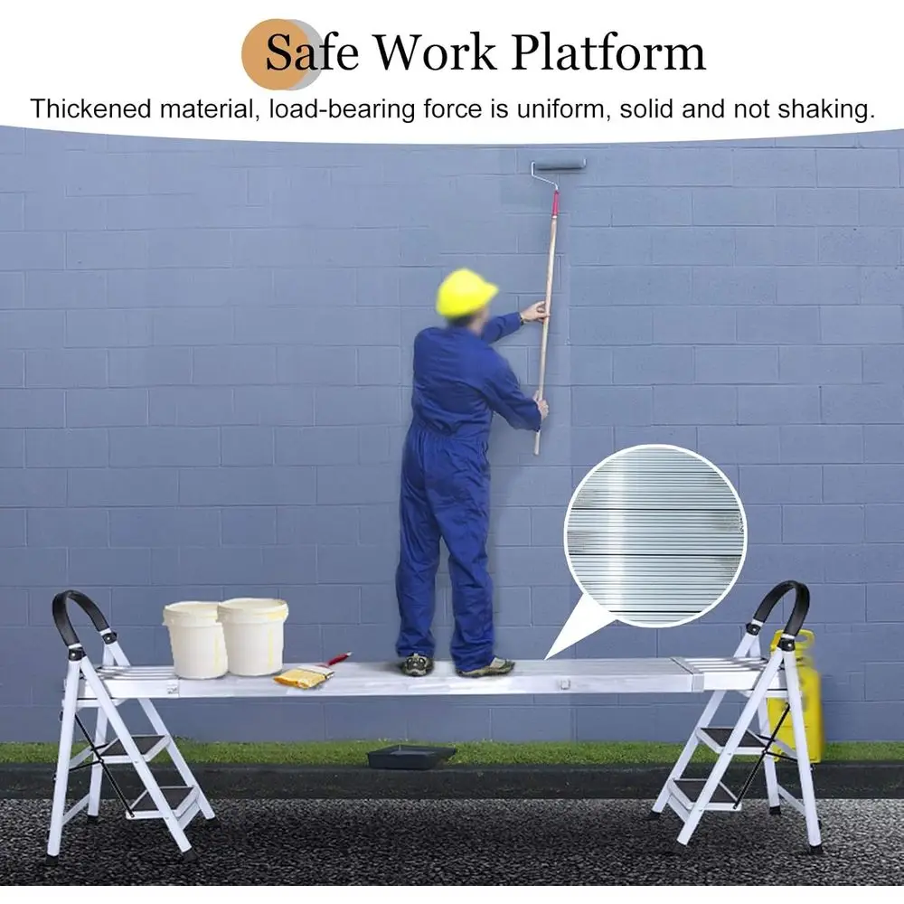 Adjustable Aluminum Scaffold Tower with Work Platform and Ladder Brace, Extends 4.9ft-8.7ft for Ceiling Work