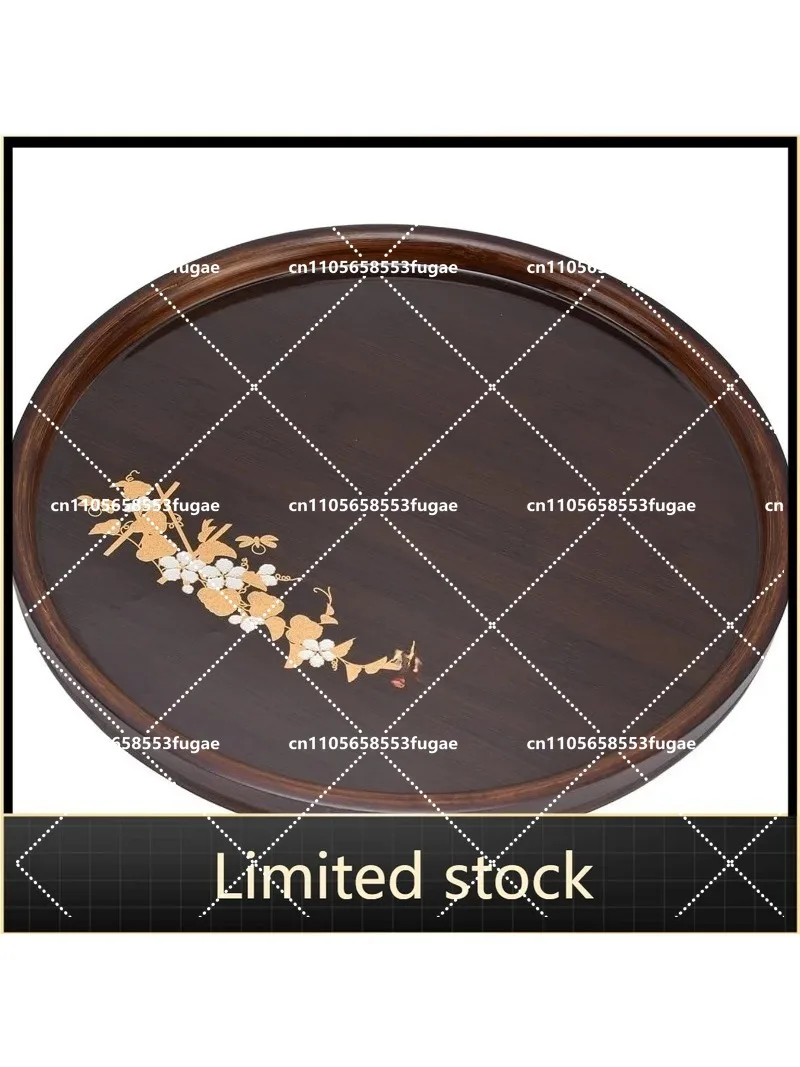 

Round Bamboo Tea Tray for Gongfu Cha, Japanese Chinese Style Serving Plate with Water Storage, Decorative Breakfast Tray