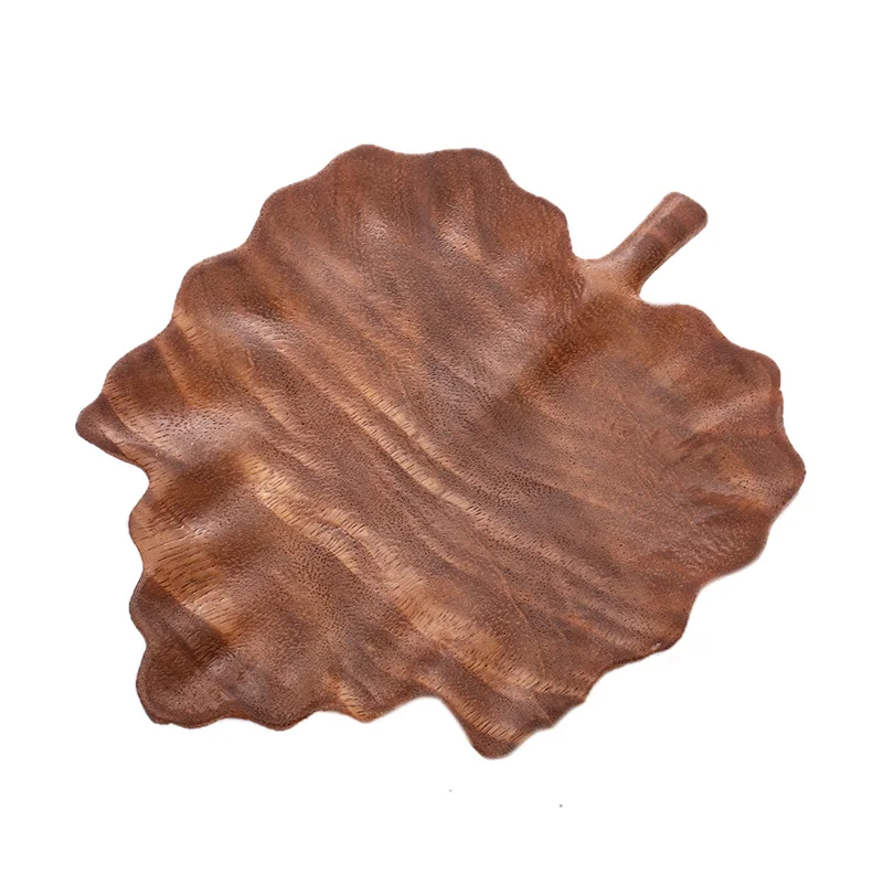 Japan Style Leaf-Shaped Walnut Wooden Plate For Cake/Snack/Fruit Household Creative Friendly Serving Tray Home Decoration