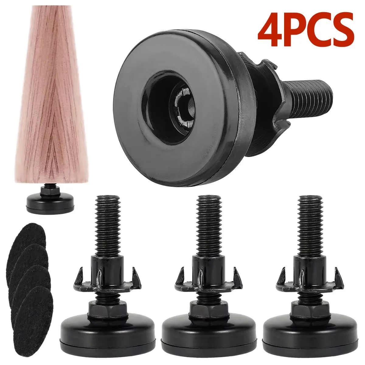 4PCS Adjustable Leveling Feet, Heavy Duty Steel Furniture Legs, Triangle Sofa Feet for Cabinet Table Chair Multi Size Support