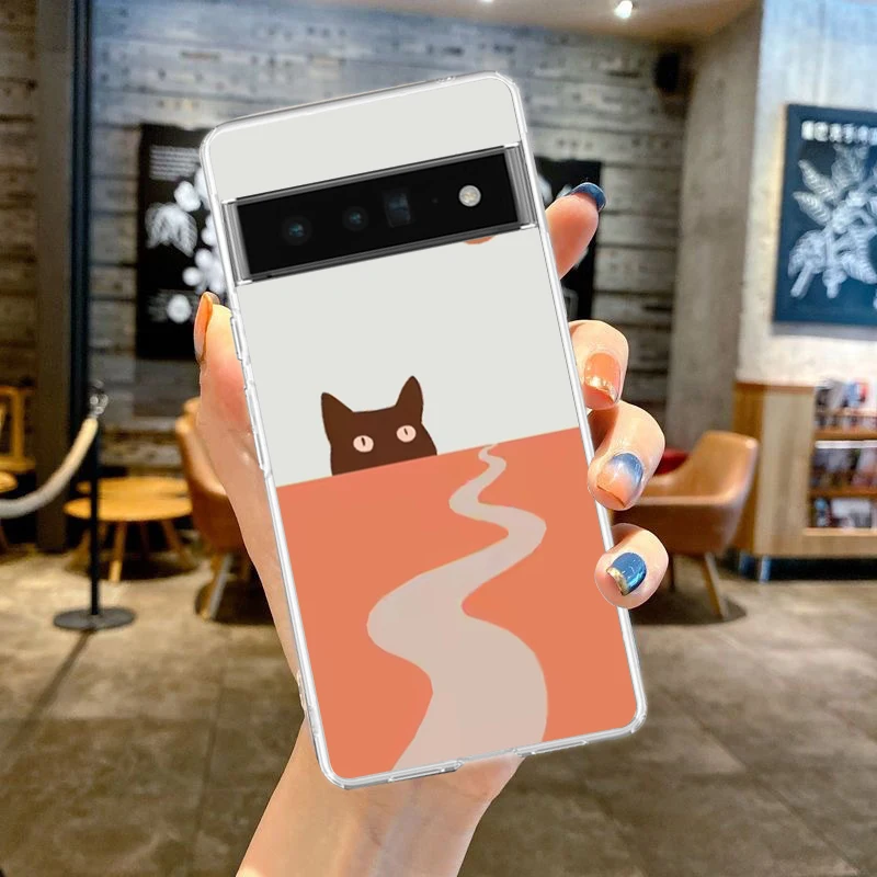 حافظة لهاتف جوجل بيكسل 9 8 7 برو 8A 7A 6A 6 Pro XL 5 4 5A 4A 3A 5G غطاء شفاف ناعم من البولي يوريثان اللطيف