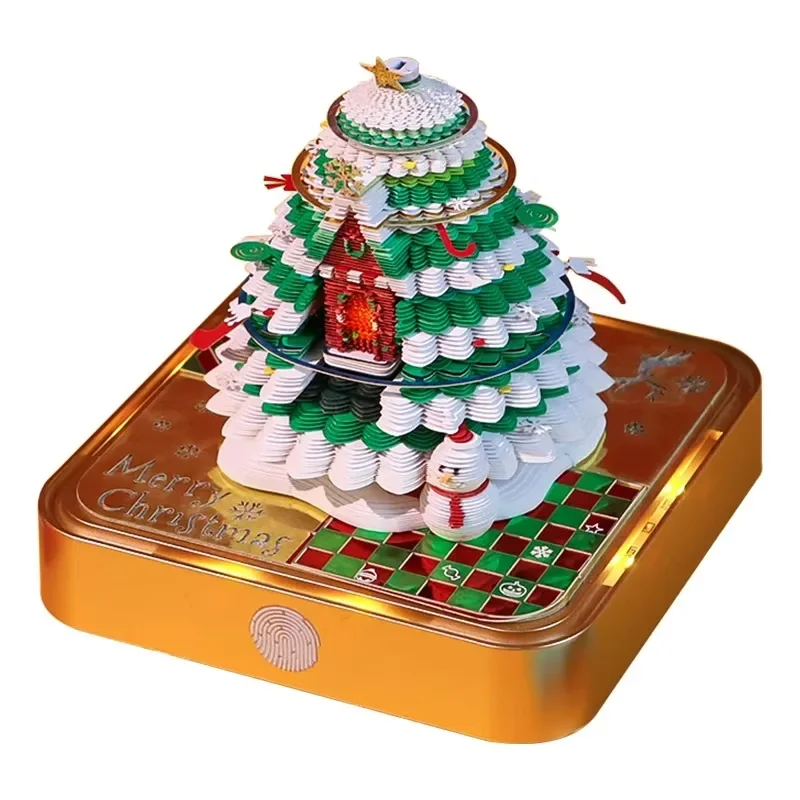 Hot Sale 2025 New Products 3D Memo Pad Christmas Tree With Light Notepad Tear Off Calendar Custom Christmas Gift Items For Home