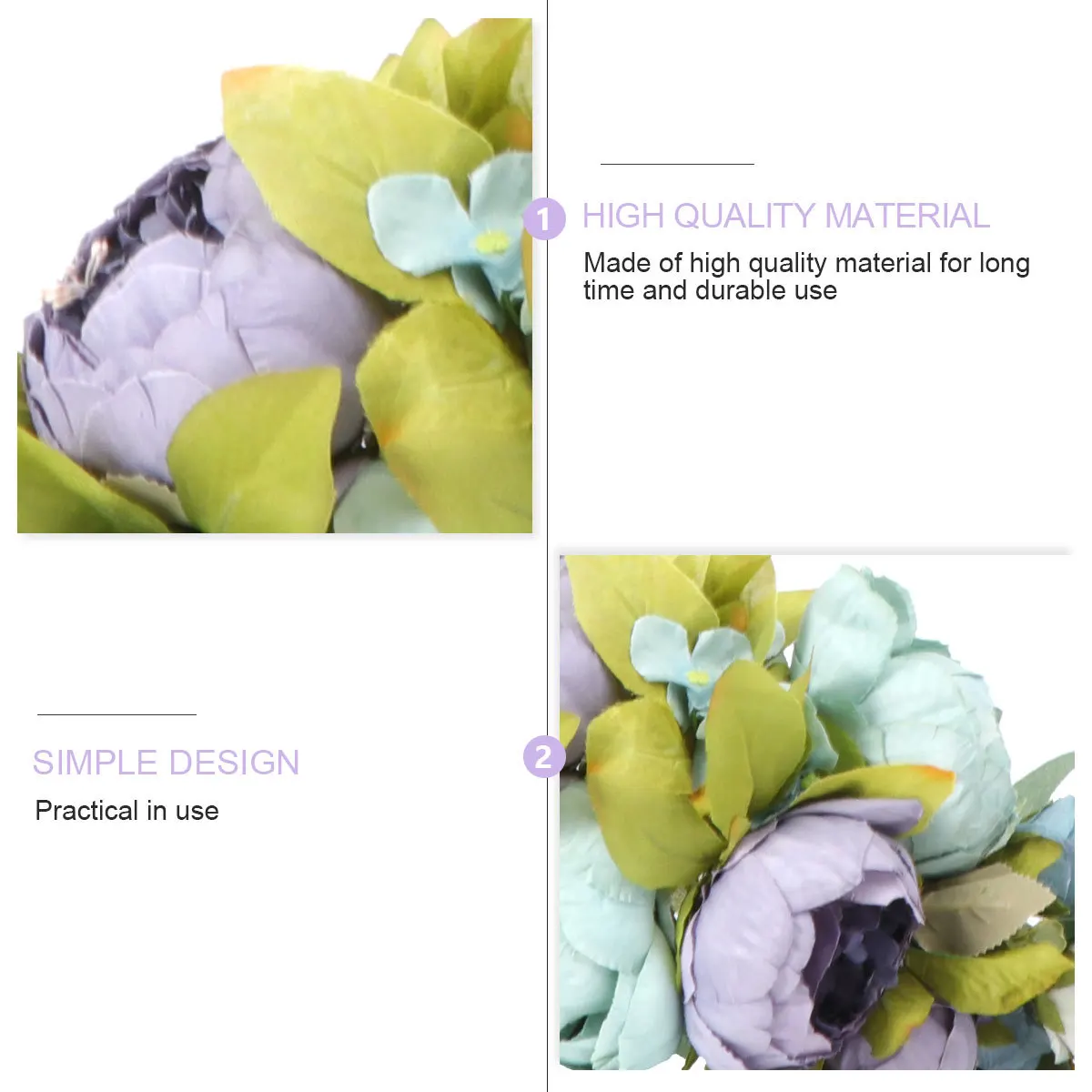 

1Pcs Artificial Peony Garland Realistic Flower Door Decor Wedding Wreath Photo Prop Decoration Peony Garland Artificial Wreath