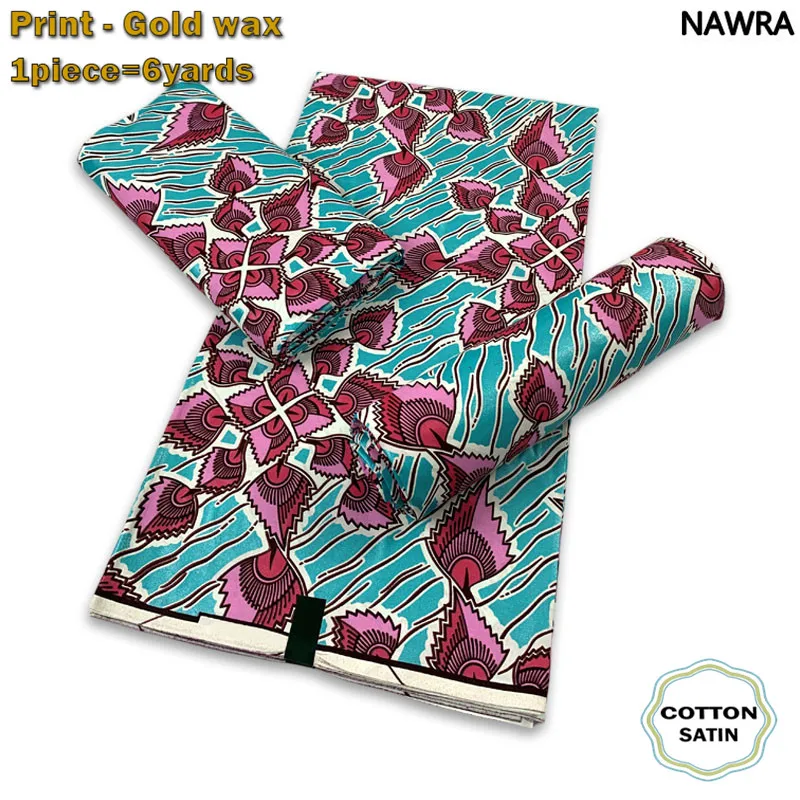 African Gold Wax Print Fabric 2024 New Fashion 100% Cotton Kente Veritable Original Ankara Nigeria Real Wax Fabric Soft Pagne