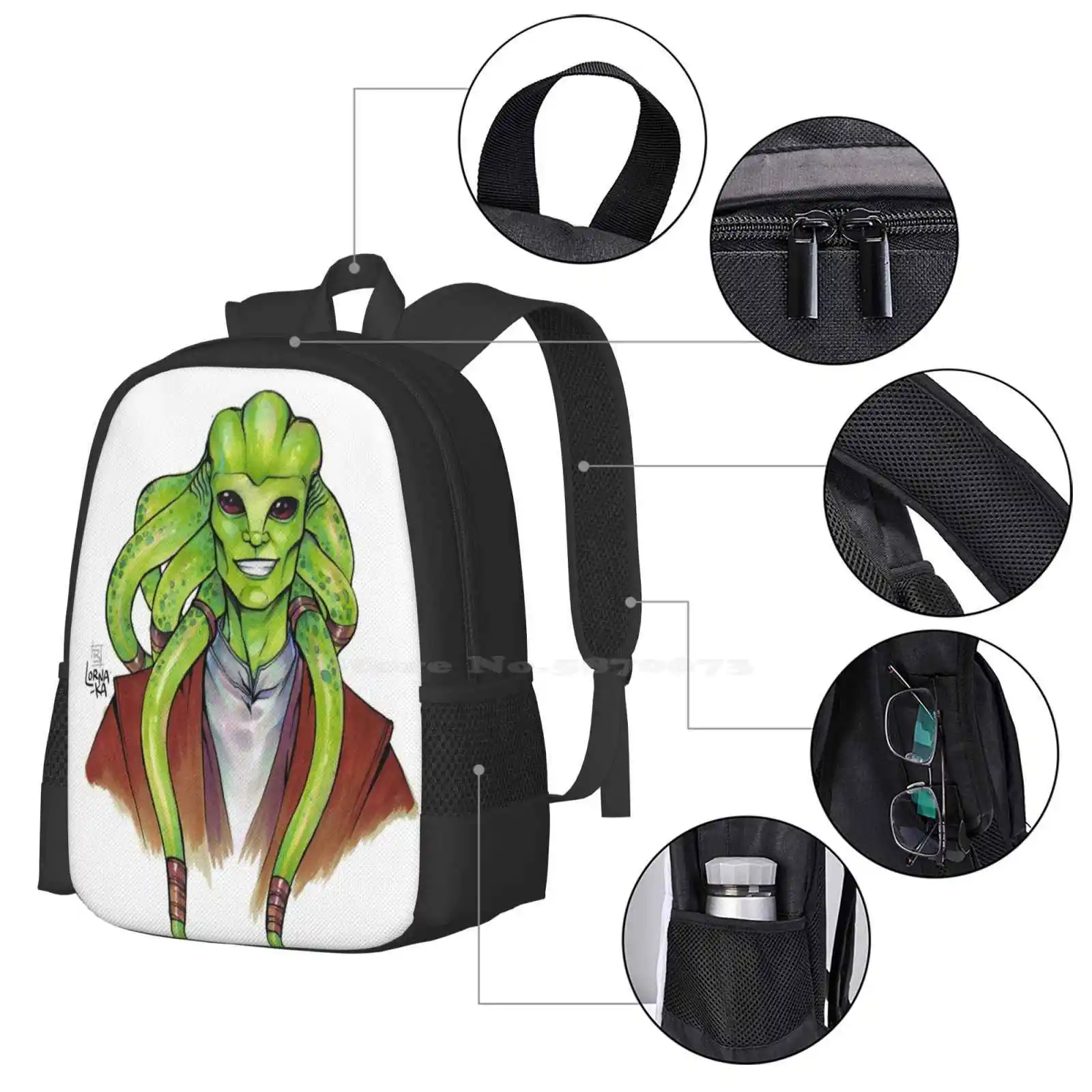 Kit Fisto Teen College Student zaino Pattern Design Bags Kit Fisto Copics Markers