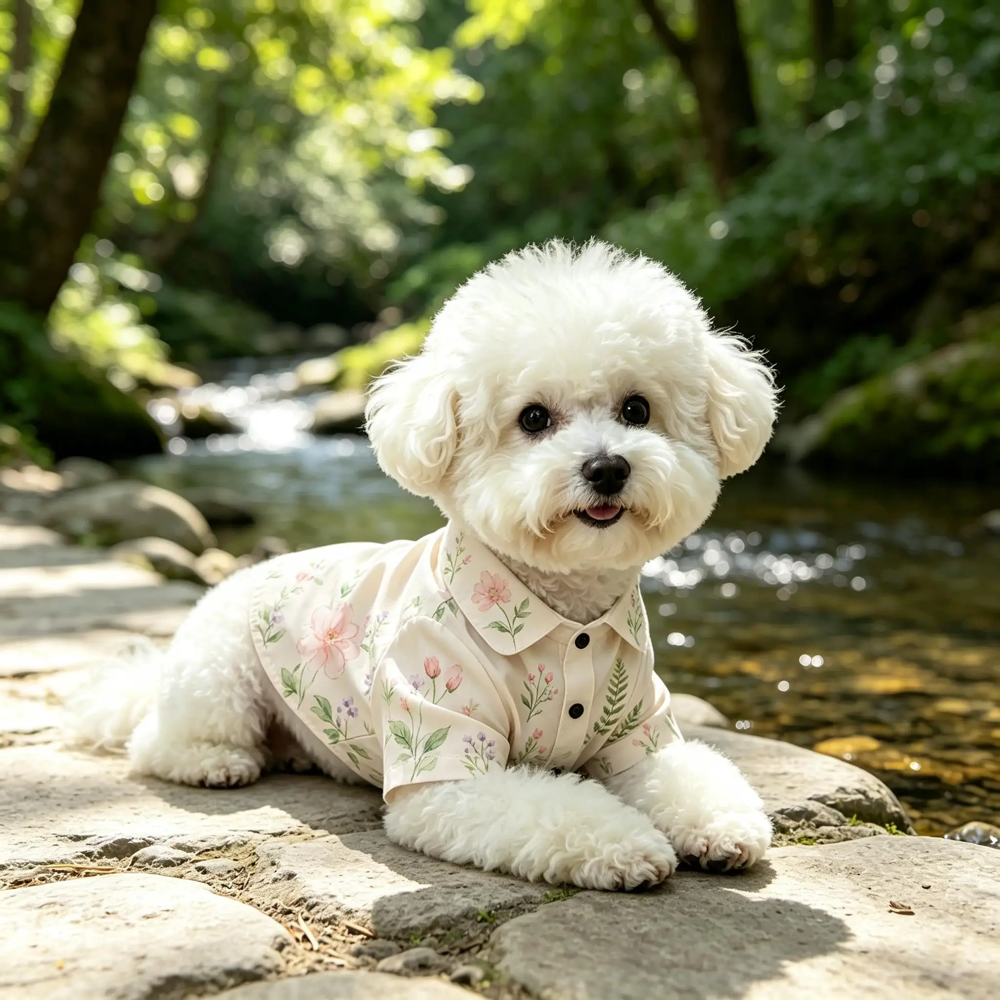 Pet Dog Shirt Beige Pink Floral Green Leaf Print Breathable Button Up for Small Medium Dogs Garden Theme Daily Wear