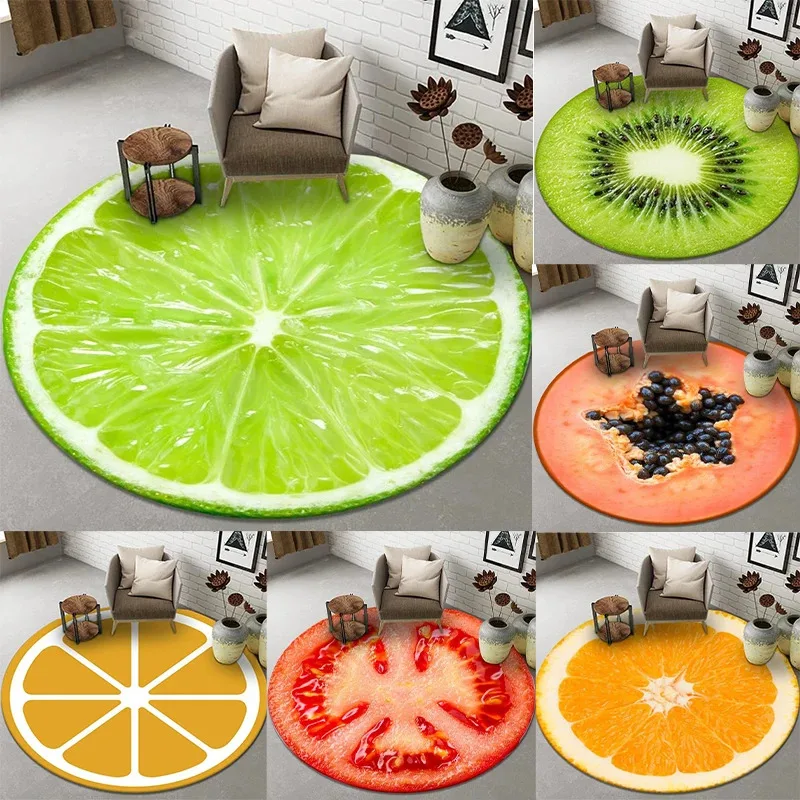 VIKAMA Playful Fruit-Themed Rug Anti-Slip & Noise-Reducing Study & Office Floor Mat Bathroom & Toilet Rug Home Furnishings