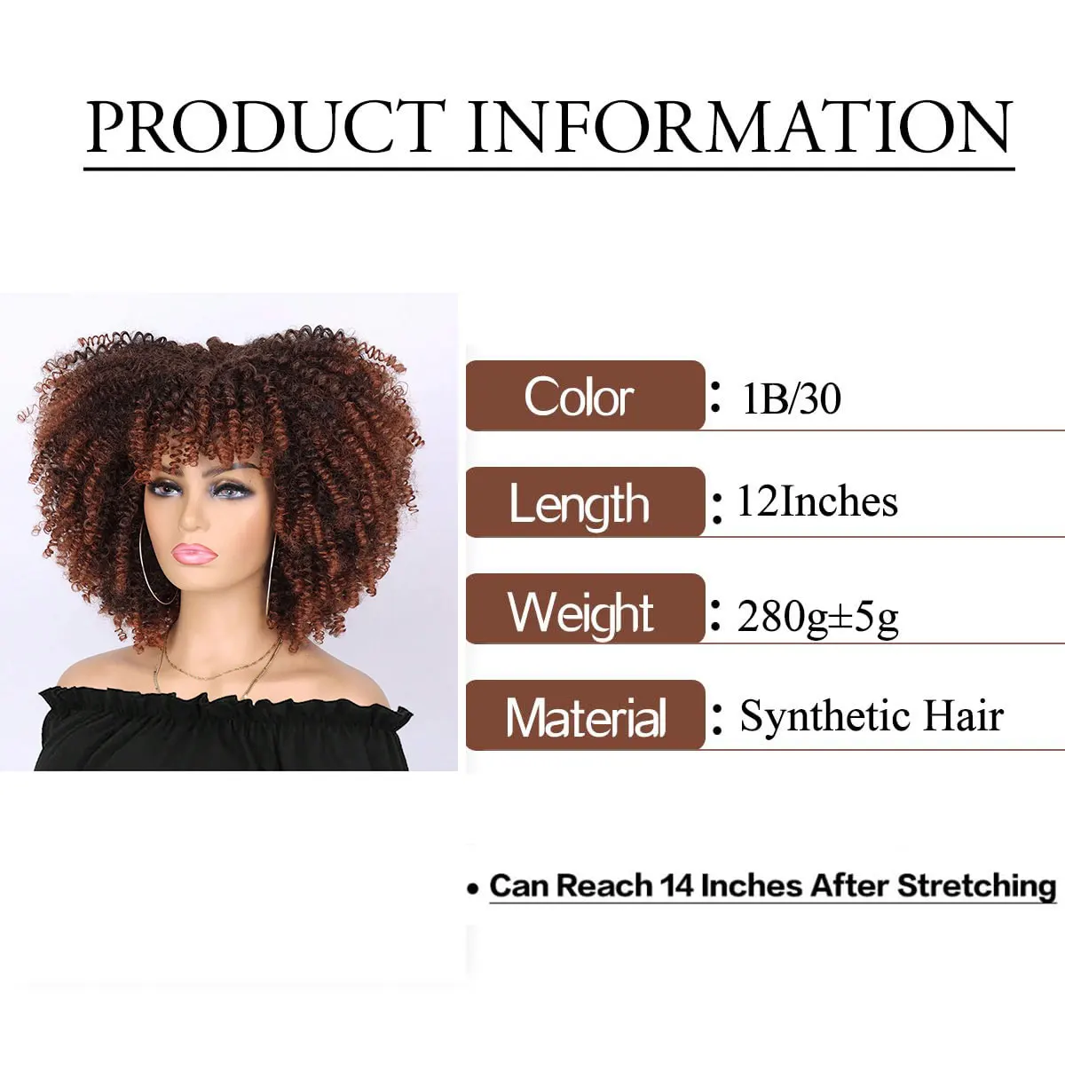 Synthetic Short Afro Kinky Curly Wig With Bangs For Black Women High Temperature Daily Party Headgear with Clips Cosplay