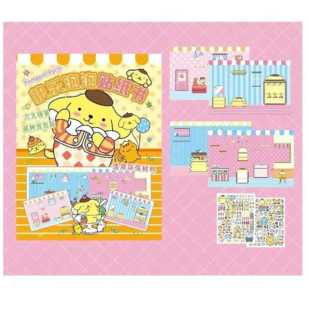 New Creative Sanrio Kuromi My Melody Bubble Sticker Book Kawaii Quiet Book 3D Bubble Scene Sticker Book Girls Handmade Gift Toys