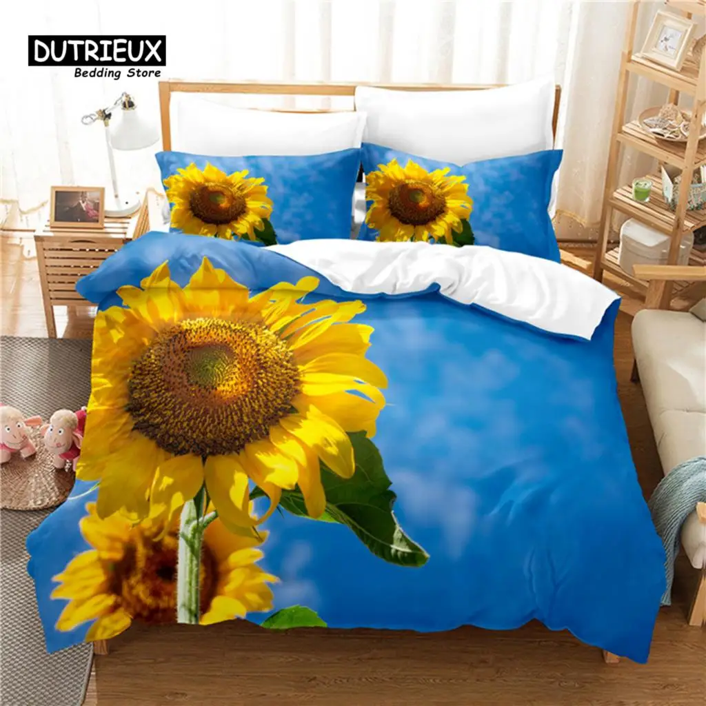 

Sunflower Duvet Cover Set, Fashion Bedding Set, Soft Comfortable Breathable Duvet Cover, For Bedroom Guest Room Decor