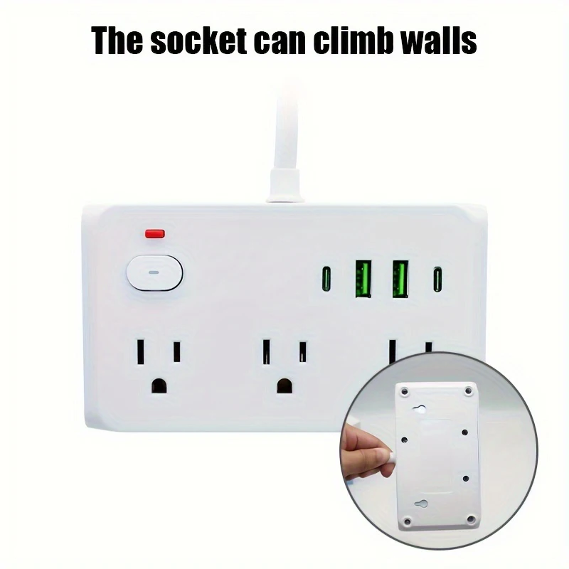 10 منافذ قطاع الطاقة الولايات المتحدة التوصيل 6AC منافذ الكهربائية المقبس تمديد الحبل 2 USB 2 نوع C شحن سريع محول مرشح الشبكة