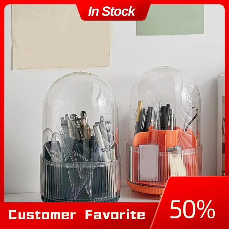 Organisateur de porte-brosse de maquillage avec couvercle, 360, meilleure vente ° Organisateur rotatif de pinceaux de maquillage, organisateur de maquillage à 7 fentes pour vanité, bureau