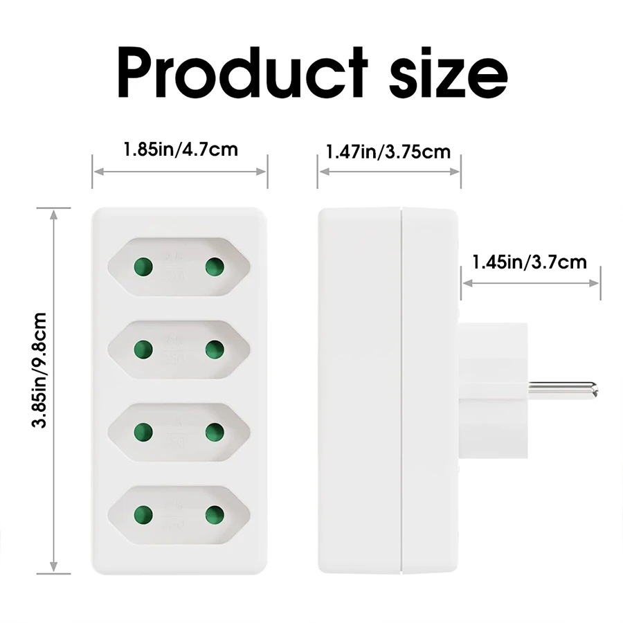 EU Socket,2P,2/3/4 Way,Power Adaptor,Type F to Type C,Extension Socket,Multi-Outlet,CE Certification,2.5A,2300W, 3 EUro for Home