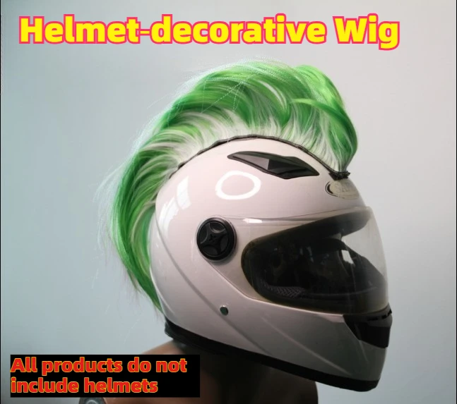 Colorful Mohawk Hair Helmet Decoration, Cool Creative Spiky Hair Accessory with Hook‑and‑Loop for Motorcycle Balance Car Helmet