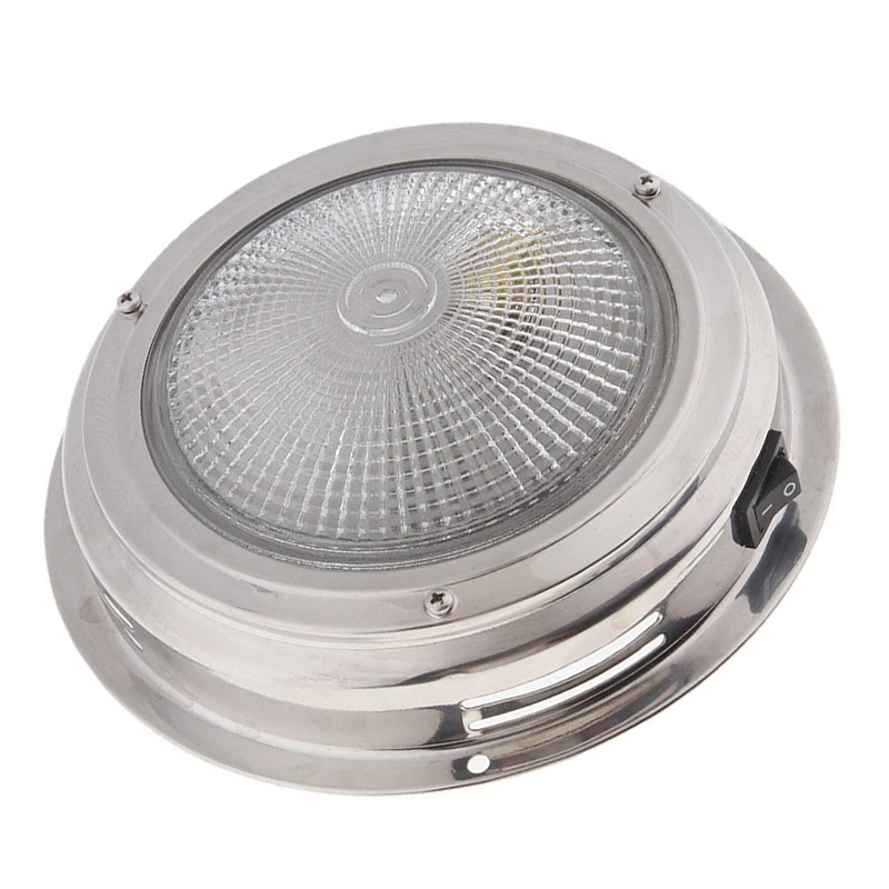 

12V 5.5" Stainless Steel Interior Housing Cabin Dome Ceiling Lamp Light For Boat Marine RV