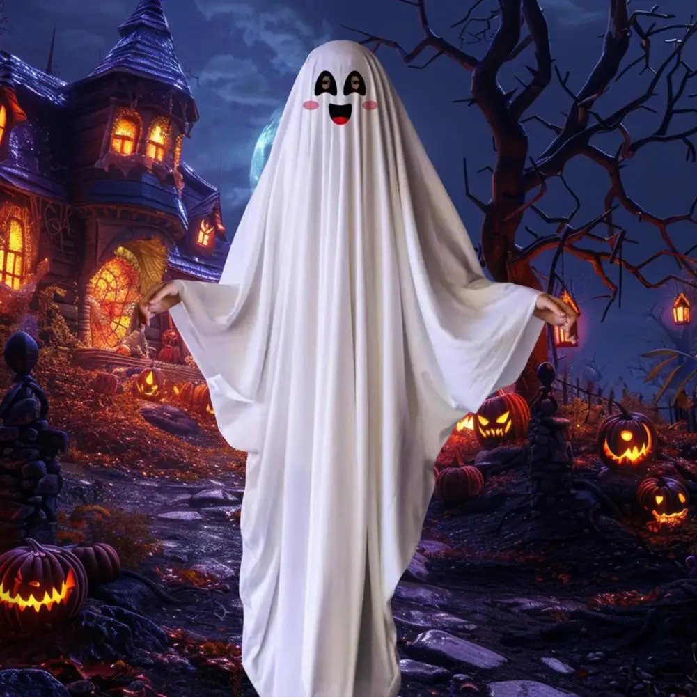 Cute Costume Spooky Kids Ghost Cloak Halloween Costume for Trick-or-treating Cosplay Fun Unisex Child Ghost Robe for Themed