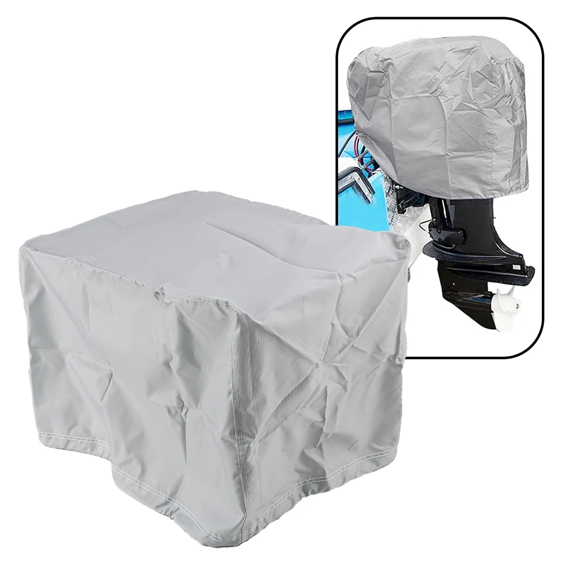 Gray Waterproof Heavy Duty Outboard Boat Hood Motor Engine Protector Cover For 15HP-30HP 600D Oxford Fabric