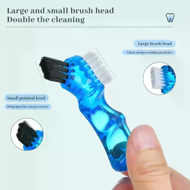 1Pcs Mini Denture Cleaning Brush Toothbrushes Invisible Braces Brushes Dual Heads False Teeth Brushes Descaling Brush Oral Care