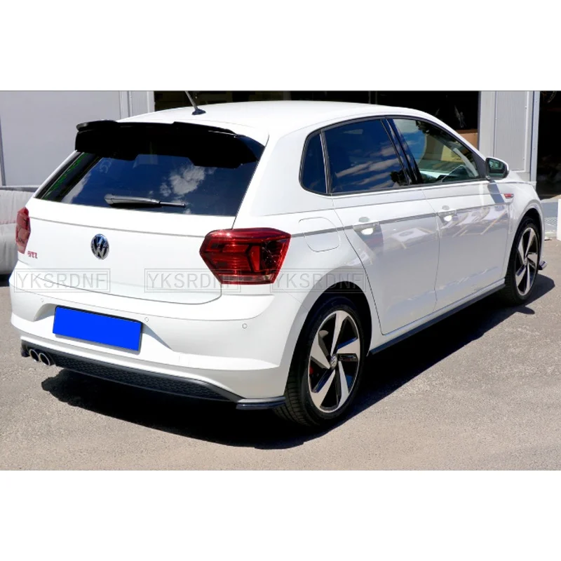 SPOILER EXTENSION For Volkswagen Polo AW MK6 Spoiler Lip ABS Plastic Glossy Black For VW Polo AW GTI R-Line 2018 - UP Roof Wing