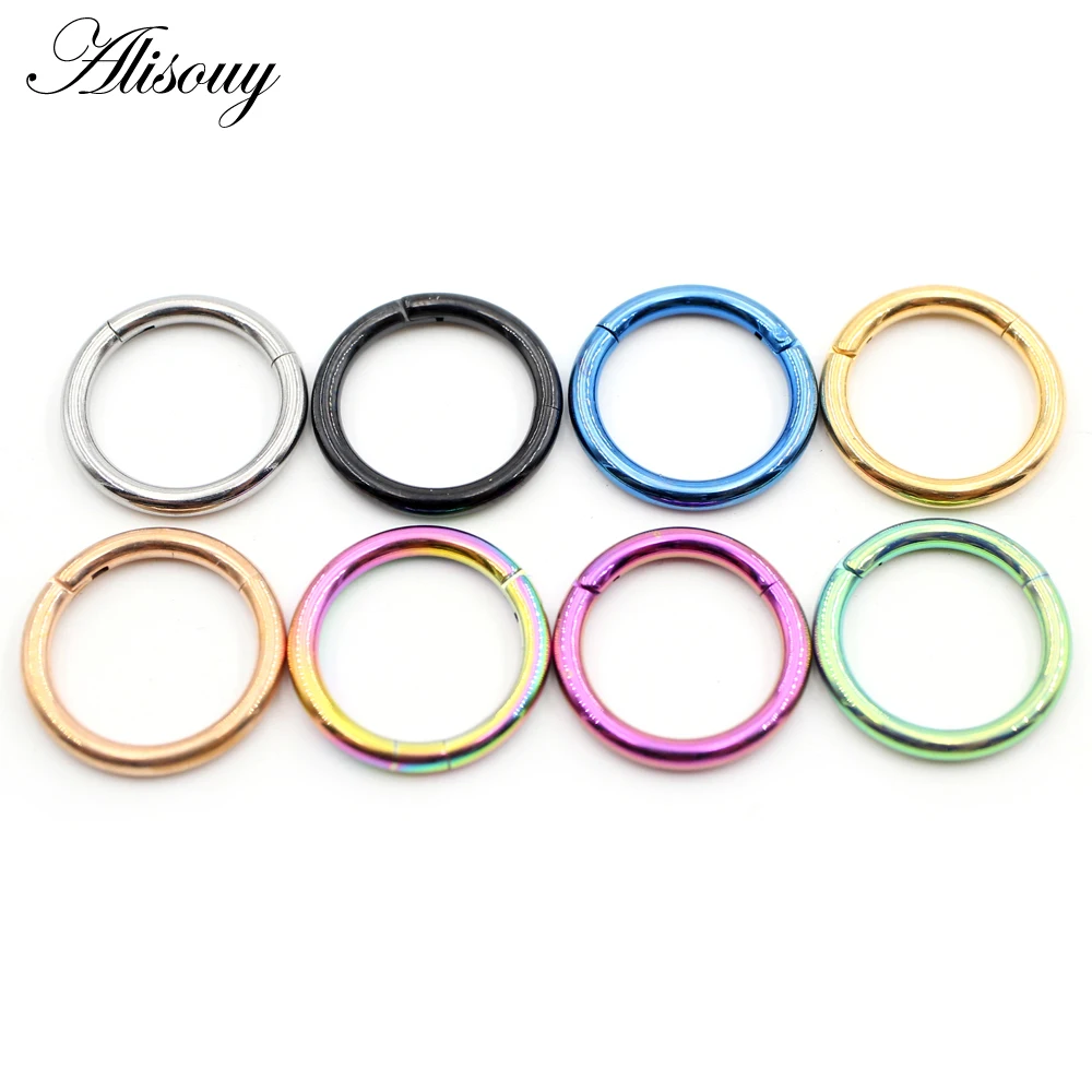 1Piece Punk Titanium Nostril Hinged Segment Ear Clip Nipple Nose Rings Hoop Earrings Captive Helix Tragus Piercings Body Jewelry