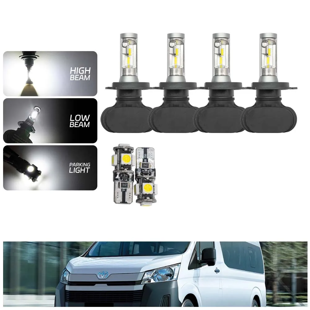 LED Headlight Bulbs upgrade Kit Bright White For TOYOTA HIACE 1998 1999 -2023 Low beam,High beam,Parking Light Car Accessories