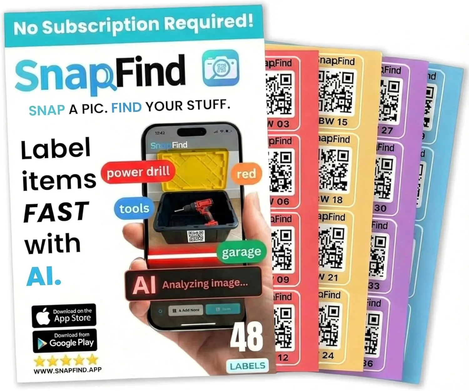 

Smart QR Code Labels: AI Auto-Labeling, No Typing! 48 Color-Coded Stickers (2.5" x 2.5") for Storage & Moving