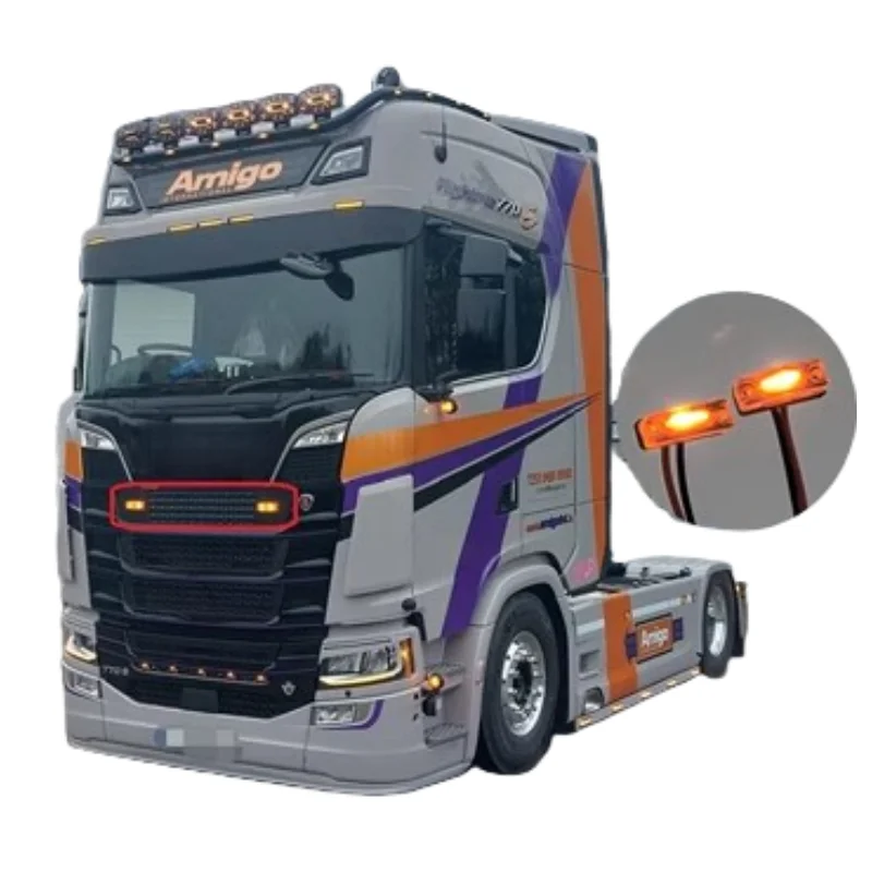 

Intake Hood Outline Marker Light for Tamiya 1:14 RC Truck Scania 770s MAN Volvo FH16 Actros Arocs Upgrade Parts