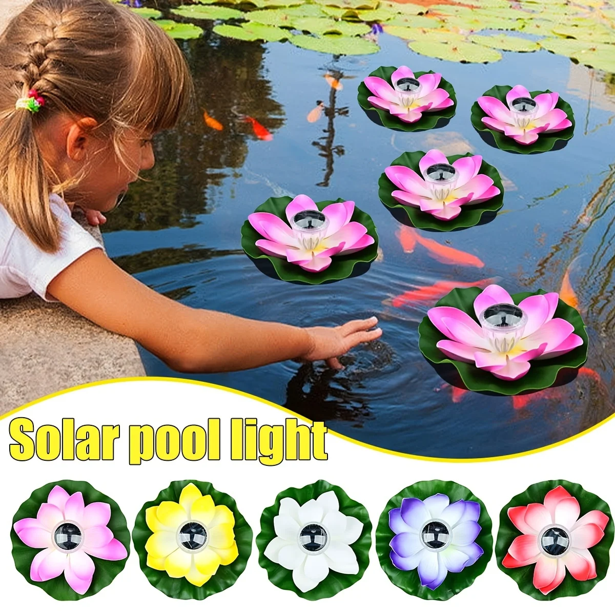 

Solar Artifical Floating Lotus LED Light Solar Powered Night Pool Light Lotus Lamp Garden Pond Fountain Decor Outdoor Lighting