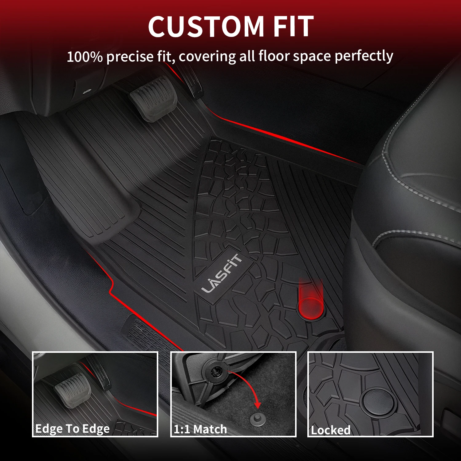 LASFIT Floor Mats fit for Jeep Grand Cherokee Two-Row 2022-2025 1st and 2nd Row Custom All Weather TPE Material Car Liners