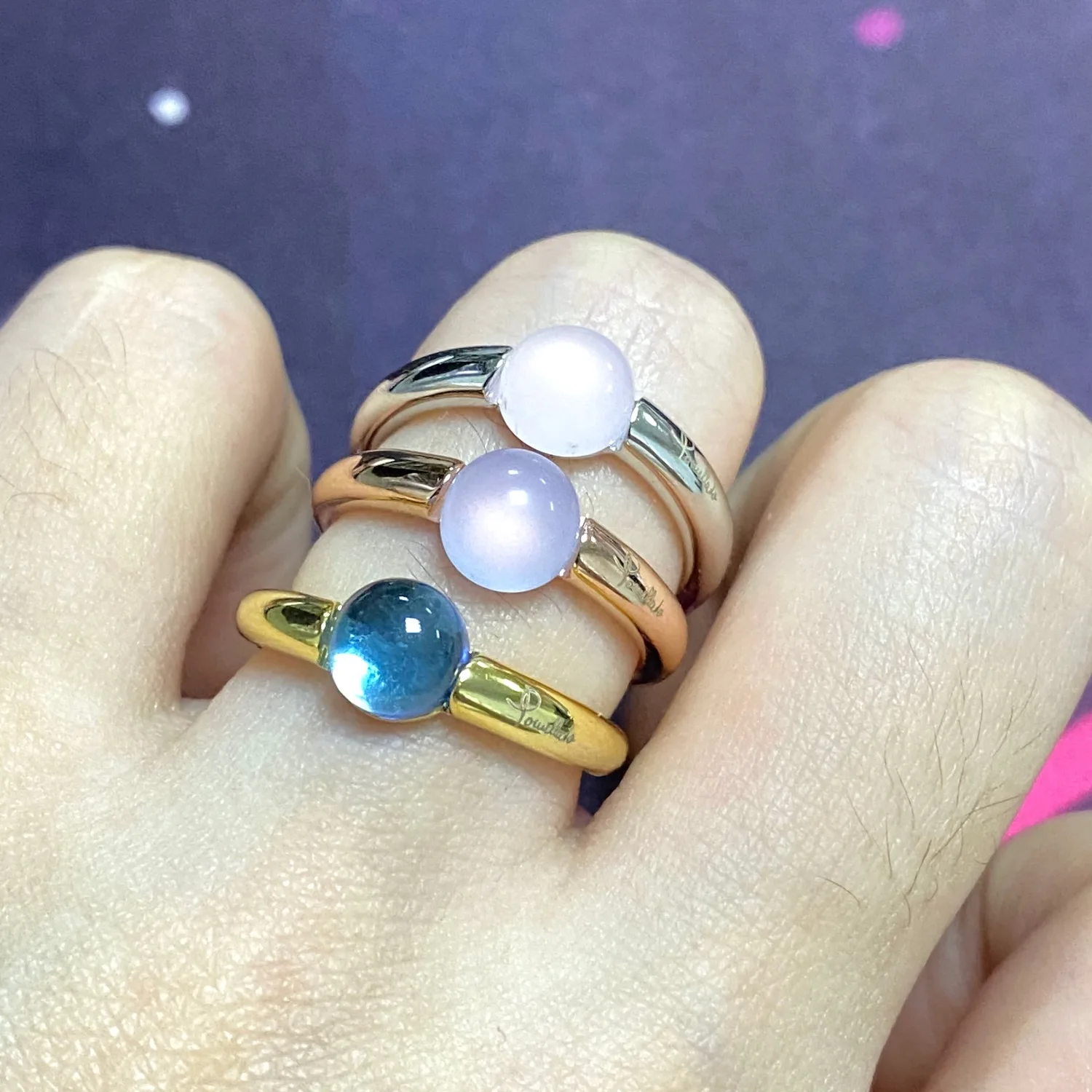 High Quality Simple Round Ring Sea Blue Candy Color Crystal Ring Fashion Jewelry Anniversary Gift for Girlfriend