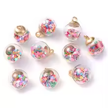 10Pcs 16x21mm Transparent Glass Ball Multicolor Star Sequins Bead Charms Ball Pendants For Keychain Earring Hair Accessories - AliExpress