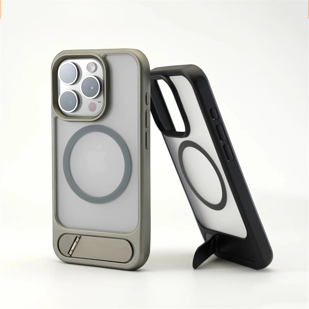 

Luxury Magnetic Stand Bumper phone Case For iPhone 15 Plus 14 13 12 16 17 Pro Max 17Air Magsafe Wireless Charge Shockproof Cover