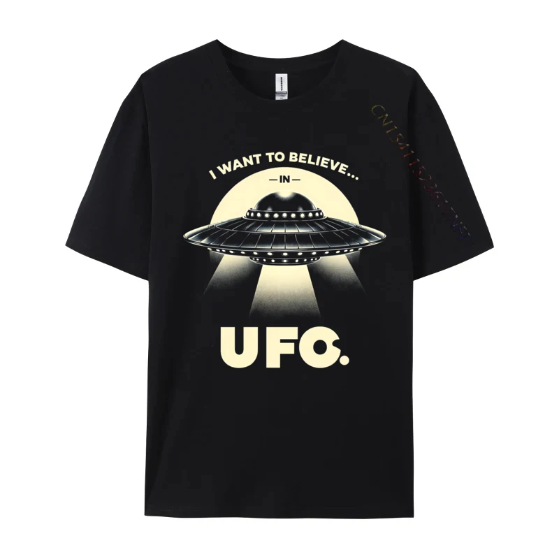 

I Want To Believe In Ufo Ufo Funny Tees Halloween Group Cotton Tops Tees For Men Party T-Shirt Personalized Fitted