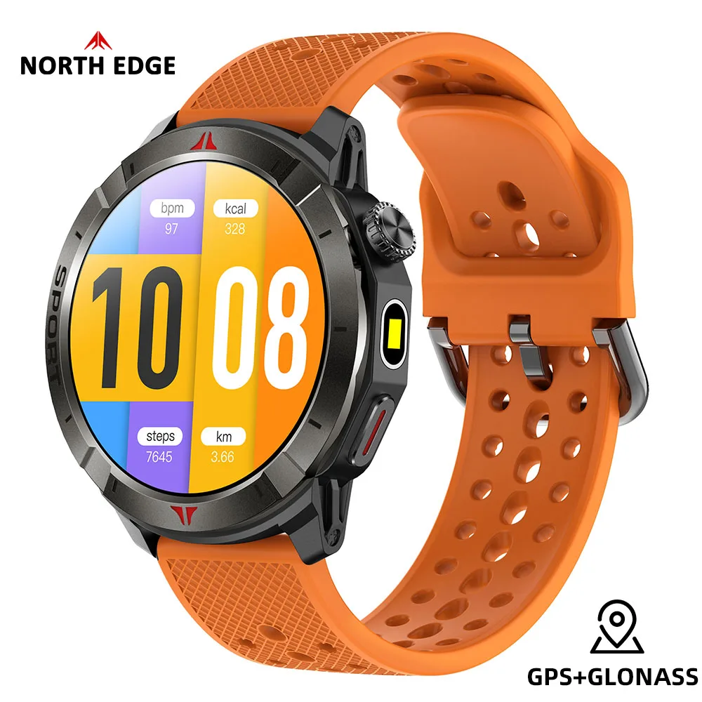 NORTH EDGE GPS+GLONASS Smart Watch 1.43'' AOD Amoled Display Altitude Barometer Compass Fashlight Long Standby Sports Smartwatch