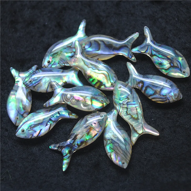 11PCS Fish Pendants 24X10MM Resin Material With Abalone Paper Material GOOD FOR YOUR JEWELRY DESIGNS