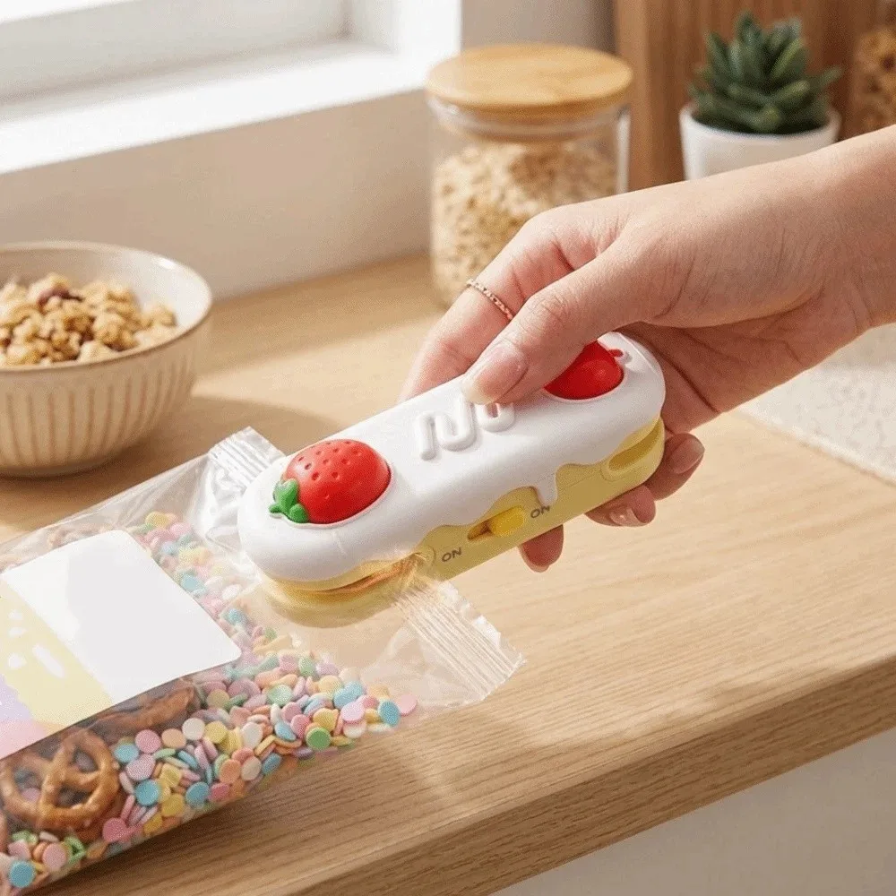 Creative Rechargeable Mini Sealing Machine Handheld Bottom Magnet Packaging Sealer Cartoon Keep Fresh Bag Closer Home Use