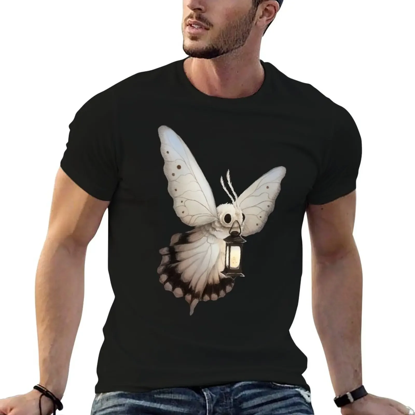 

Cute moth holding a lantern T-Shirt Blouse luxury clothing labubu Luxury man fashion shirts clothing for men