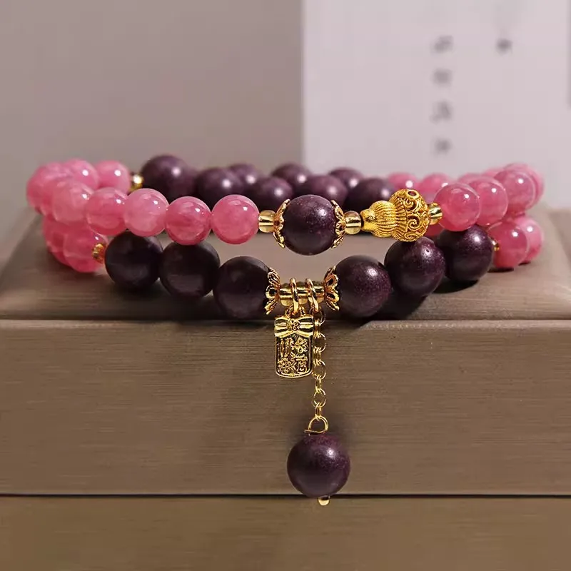 Naturally Important Hexiangzhu bracelet women's tourmaline lucky character white agate wealth attracting gourd pendant bracelet