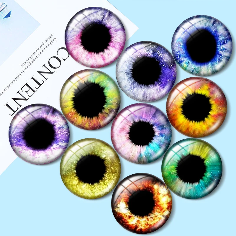 

Sparkling Human Doll Glass Eyes 12mm/16mm/18mm/25mm Jewelry Making Art Dolls Eyeball Flatback Domed Cabochons