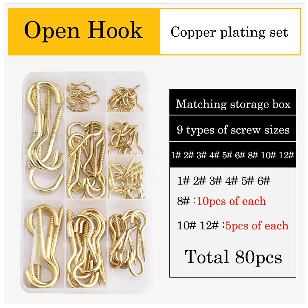 Ring Question Mark Hooks Closed Sheep Eye Hook Screws Self-Tapping Screw Set For Wood Securing Steel Blue Zinc Copper Plating