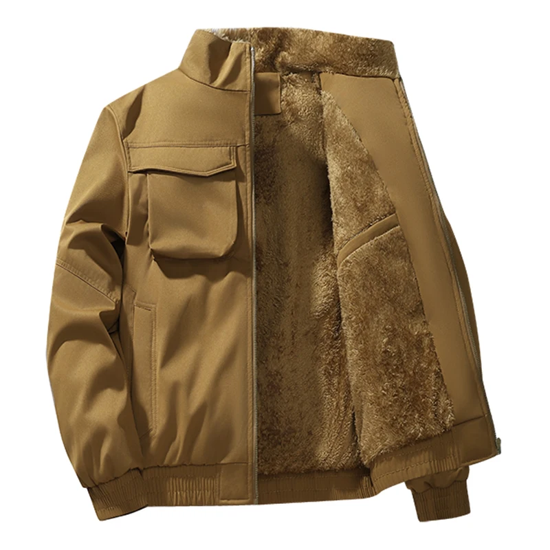 

Thick fleece Multi-pocket Coat Winter Men's Casual Loose Jacket Outdoor Windproof Thickened Warm Jackets Fashion Cotton Clothes