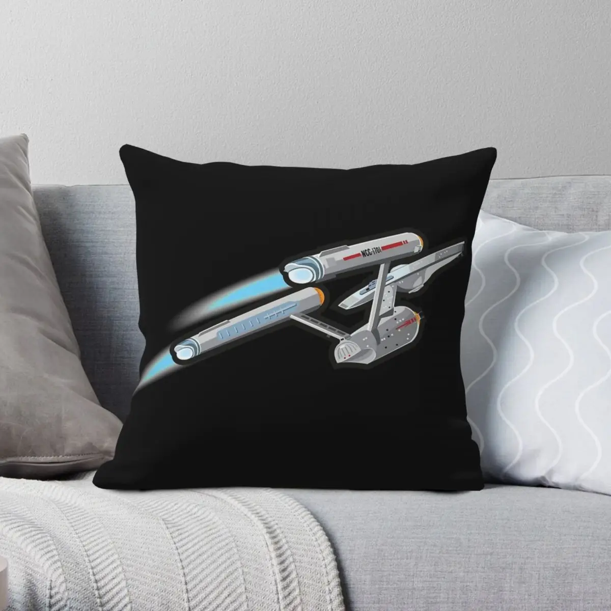 Starship Enterprise Pillowcase Polyester Linen Velvet Pattern Zip Decorative Home Cushion Cover Wholesale