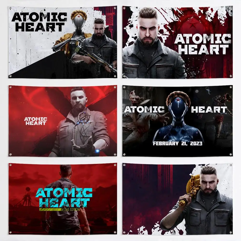 Atomic Heart Flags Aesthetic Wall Tapestry Printed Wall Hanging Living Room Party Outdoor Decor
